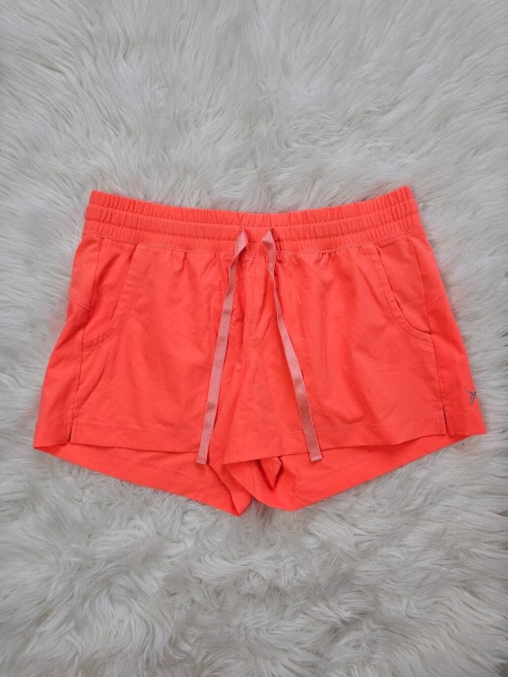 Old Navy Neon Pink Track Shorts Coral Running Drawstring Gym Size Small Women's
